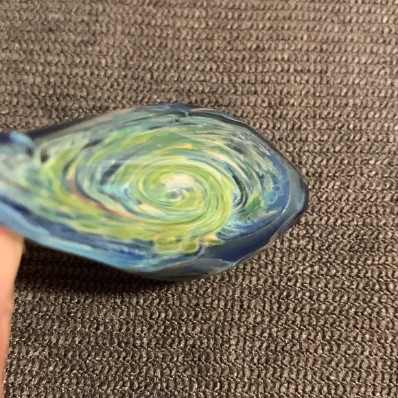 Abstract handmade hand blown glass pendant beautiful multicolor wearable art - Picture 13 of 16